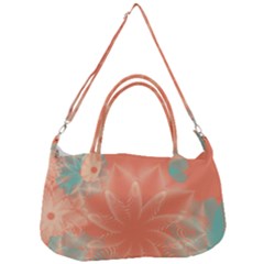 Teal Coral Abstract Floral Cream Removal Strap Handbag by danenraven