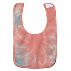 Teal Coral Abstract Floral Cream Baby Bib