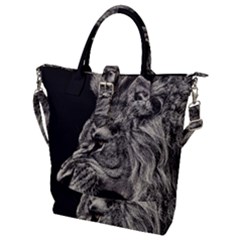 Angry Male Lion Buckle Top Tote Bag by Jancukart