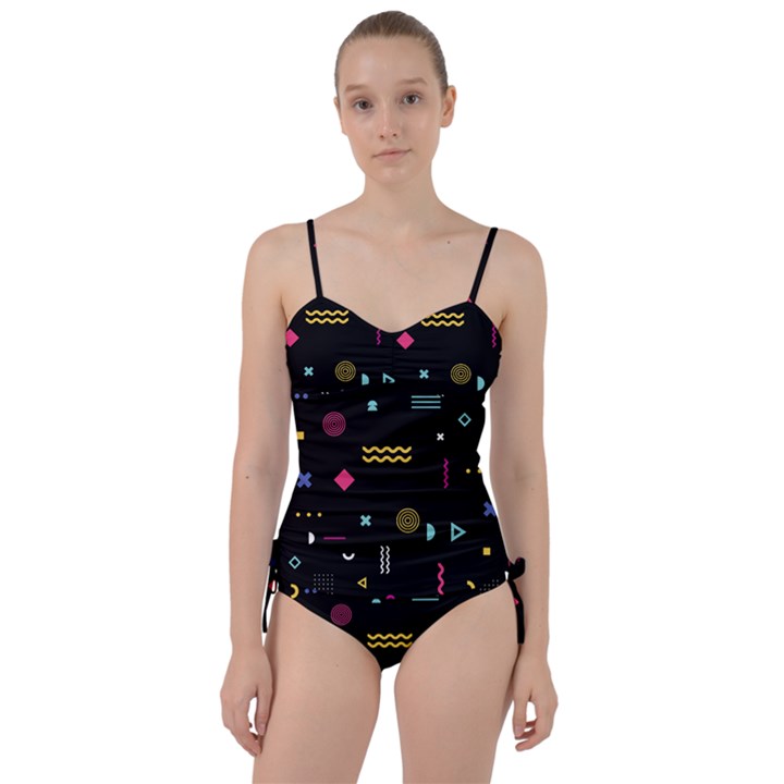 Geometric Art Colorful Shape Sweetheart Tankini Set