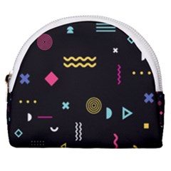 Geometric Art Colorful Shape Horseshoe Style Canvas Pouch