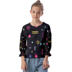 Geometric Art Colorful Shape Kids  Cuff Sleeve Top