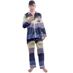 Illustration People Enjoying Summer Season Men s Long Sleeve Satin Pajamas Set