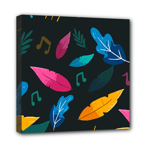 Illustrations Background Pattern Leaves Leaf Nature Texture Mini Canvas 8  X 8  (stretched)