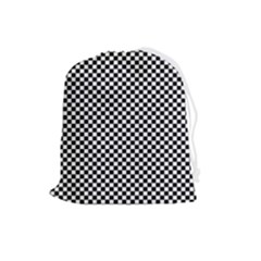 Black And White Background Black Board Checker Drawstring Pouch (large)