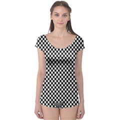 Black And White Background Black Board Checker Boyleg Leotard 