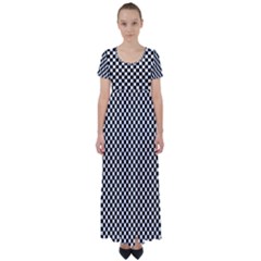 Black And White Background Black Board Checker High Waist Short Sleeve Maxi Dress by Ravend