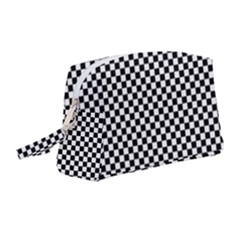 Black And White Background Black Board Checker Wristlet Pouch Bag (medium) by Ravend