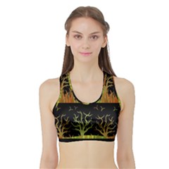 Background Decor Backdrop Design Sports Bra With Border by Ravend