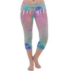 Nature Palm Tree Leaves Leaf Plant Tropical Capri Yoga Leggings