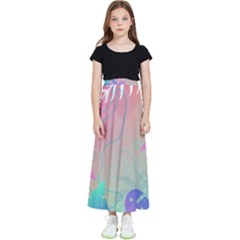 Nature Palm Tree Leaves Leaf Plant Tropical Kids  Flared Maxi Skirt by Ravend