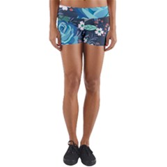 Floral Background Digital Art Yoga Shorts