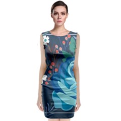 Floral Background Digital Art Classic Sleeveless Midi Dress