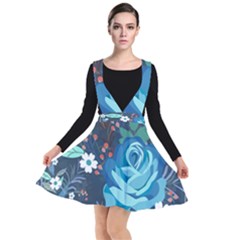 Floral Background Digital Art Plunge Pinafore Dress