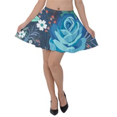 Floral Background Digital Art Velvet Skater Skirt