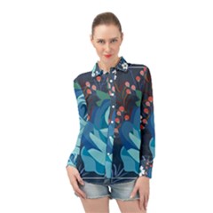 Floral Background Digital Art Long Sleeve Chiffon Shirt