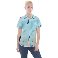 Leaves Leaf Nature Background Plant Women s Short Sleeve Pocket Shirt