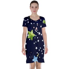 Illustration Abstract Heart Cover Blue Gift Short Sleeve Nightdress