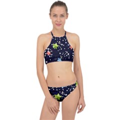 Illustration Abstract Heart Cover Blue Gift Racer Front Bikini Set by danenraven