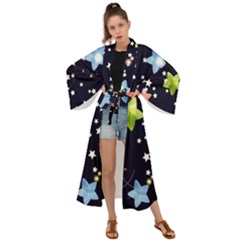 Illustration Abstract Heart Cover Blue Gift Maxi Kimono