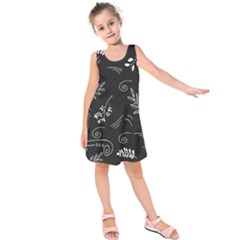 Leaves Doodle Digital Paper Foliage Kids  Sleeveless Dress