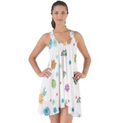 Flower Leaf Leaves Background Floral Show Some Back Chiffon Dress by danenraven