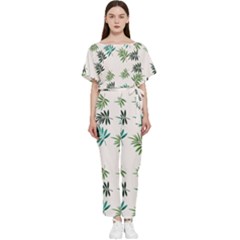 Leaves Leaf Green Nature Batwing Lightweight Chiffon Jumpsuit by danenraven