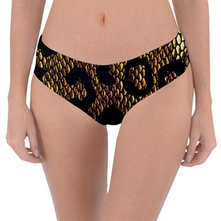 Metallic Snake Skin Pattern Reversible Classic Bikini Bottoms