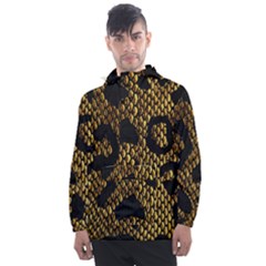 Metallic Snake Skin Pattern Men s Front Pocket Pullover Windbreaker