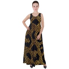 Metallic Snake Skin Pattern Empire Waist Velour Maxi Dress