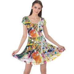 Multicolor Anime Colors Colorful Cap Sleeve Dress by BangZart