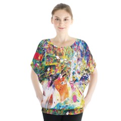 Multicolor Anime Colors Colorful Batwing Chiffon Blouse