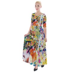 Multicolor Anime Colors Colorful Half Sleeves Maxi Dress