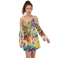 Multicolor Anime Colors Colorful Kimono Sleeves Boho Dress by BangZart