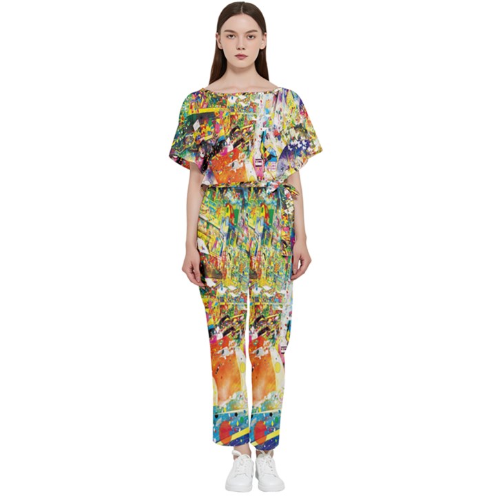 Multicolor Anime Colors Colorful Batwing Lightweight Chiffon Jumpsuit