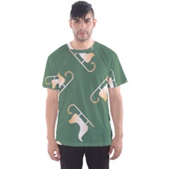 Gold Santa s Sleigh Green Print Men s Sport Mesh Tee