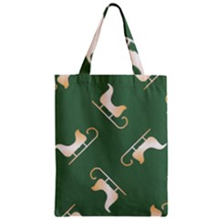 Gold Santa s Sleigh Green Print Zipper Classic Tote Bag by TetiBright