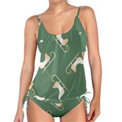 Gold Santa s Sleigh Green Print Tankini Set by TetiBright