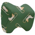 Gold Santa s sleigh green print Head Support Cushion View3