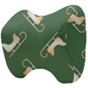 Gold Santa s sleigh green print Head Support Cushion View4