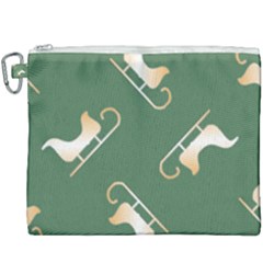 Gold Santa s Sleigh Green Print Canvas Cosmetic Bag (xxxl) by TetiBright