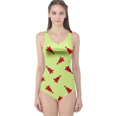 Red Christmas Tree Green One Piece Swimsuit