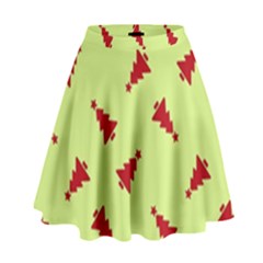 Red Christmas Tree Green High Waist Skirt by TetiBright