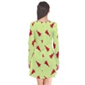 Red Christmas Tree Green Long Sleeve V-neck Flare Dress View2