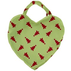 Red Christmas Tree Green Giant Heart Shaped Tote by TetiBright