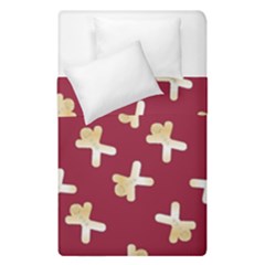 Gold Gingerbread Man Burgundy Duvet Cover Double Side (single Size) by TetiBright