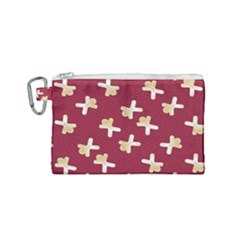 Gold Gingerbread Man Burgundy Canvas Cosmetic Bag (small) by TetiBright