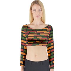 Ethiopian Bricks - Green, Yellow And Red Vibes Long Sleeve Crop Top by ConteMonfreyShop