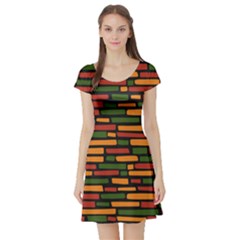 Ethiopian Bricks - Green, Yellow And Red Vibes Short Sleeve Skater Dress by ConteMonfreyShop