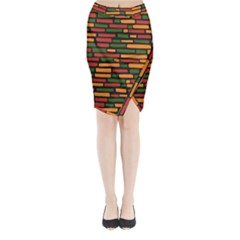Ethiopian Bricks - Green, Yellow And Red Vibes Midi Wrap Pencil Skirt by ConteMonfreyShop